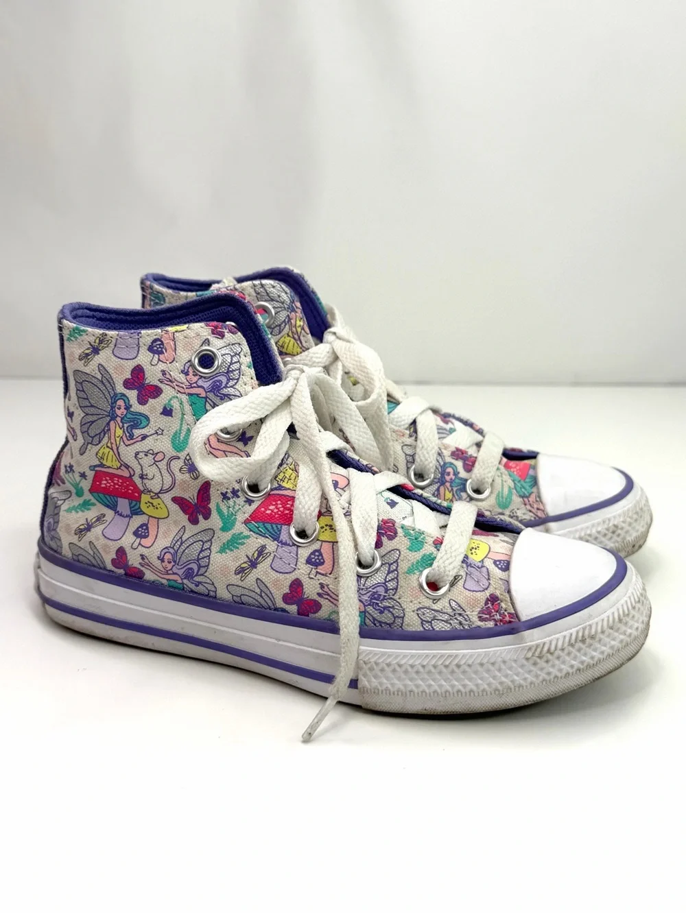 Converse White Purple Fairy Print Chuck Taylor High-Top Canvas Sneakers